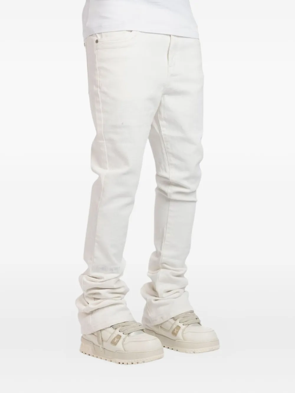 GUAPI stacked logo-embroidered jeans Wit