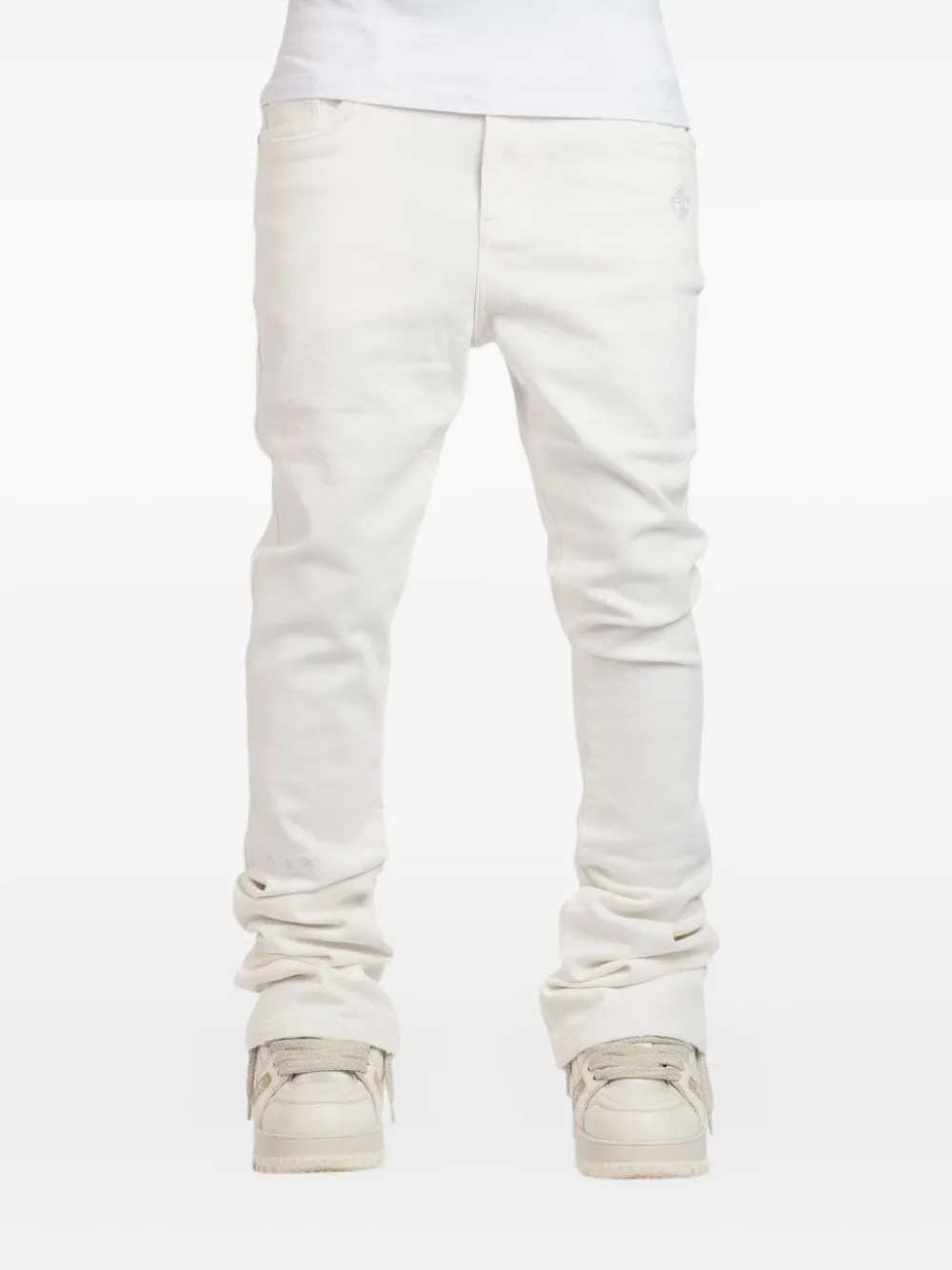 GUAPI stacked logo-embroidered jeans Wit