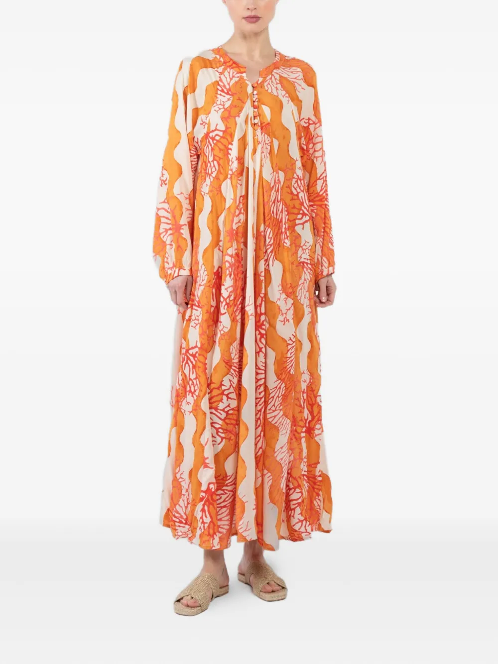 Natalie Martin coral-print maxi dress | Orange | Image 1