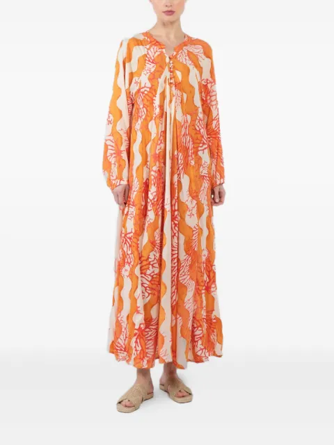 Natalie Martin coral-print maxi dress