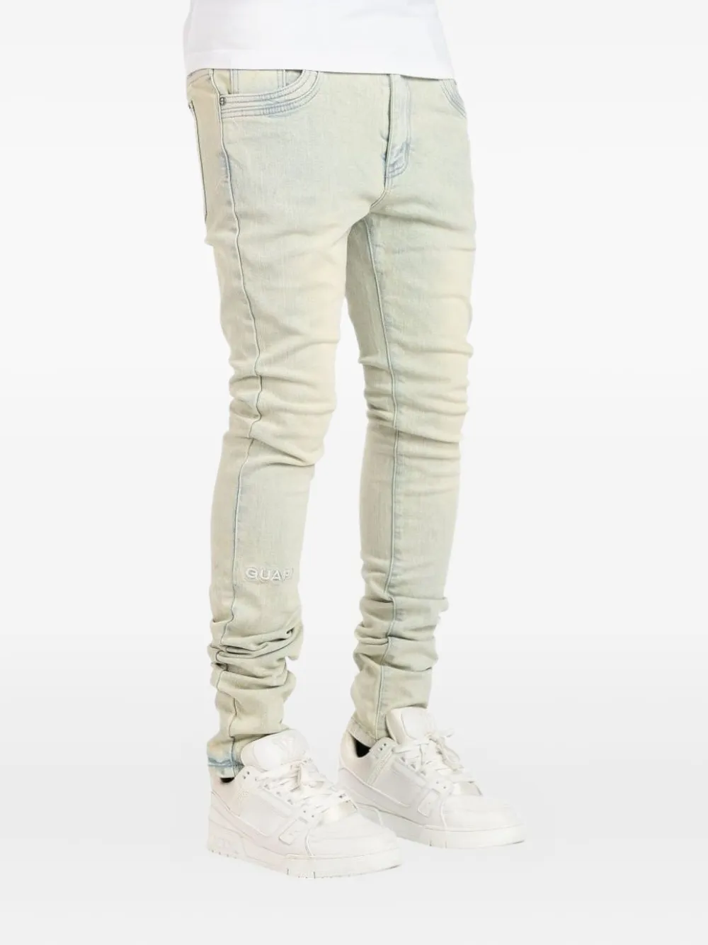 GUAPI embroidered-logo jeans Blauw