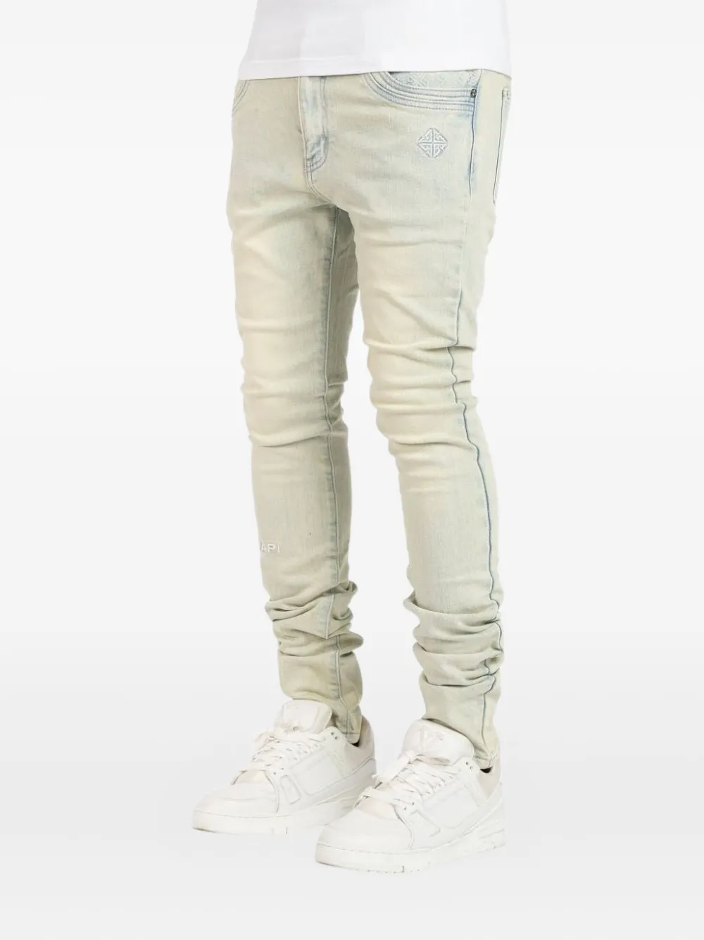 GUAPI embroidered-logo jeans Blauw