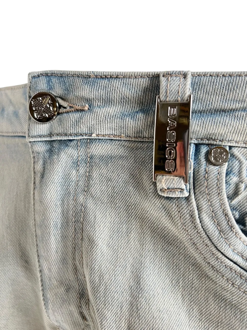 GUAPI Jeans met geborduurde zak Blauw