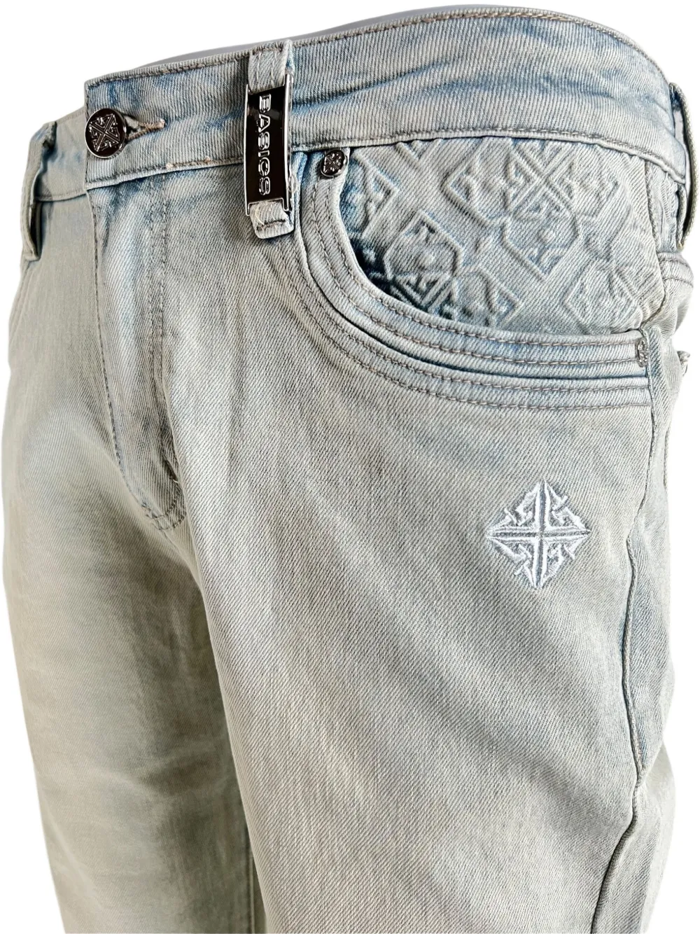 GUAPI Jeans met geborduurde zak Blauw