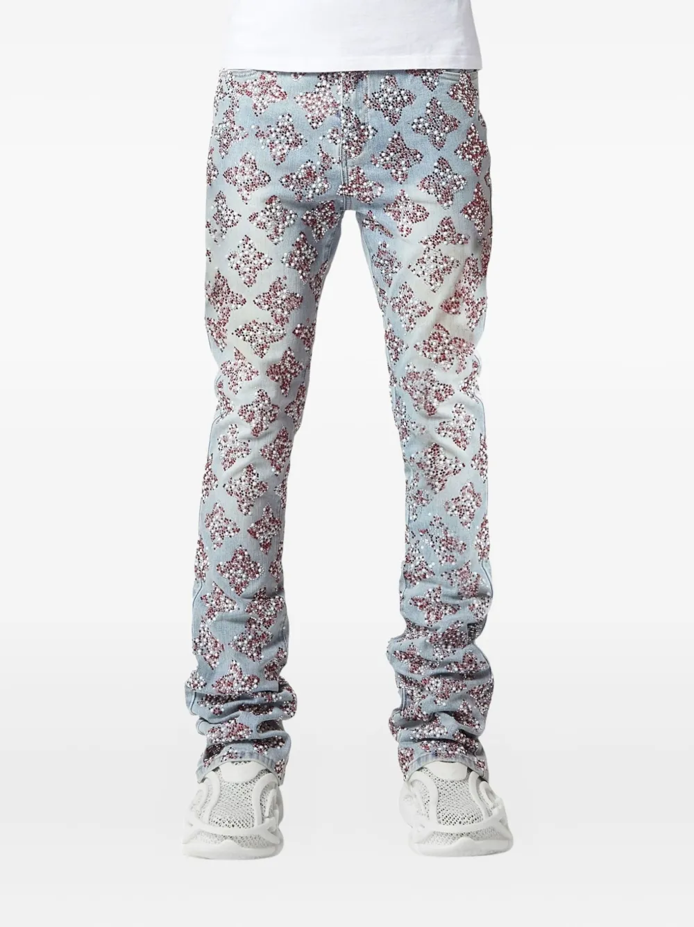 GUAPI crystal-embellished flare jeans Blauw