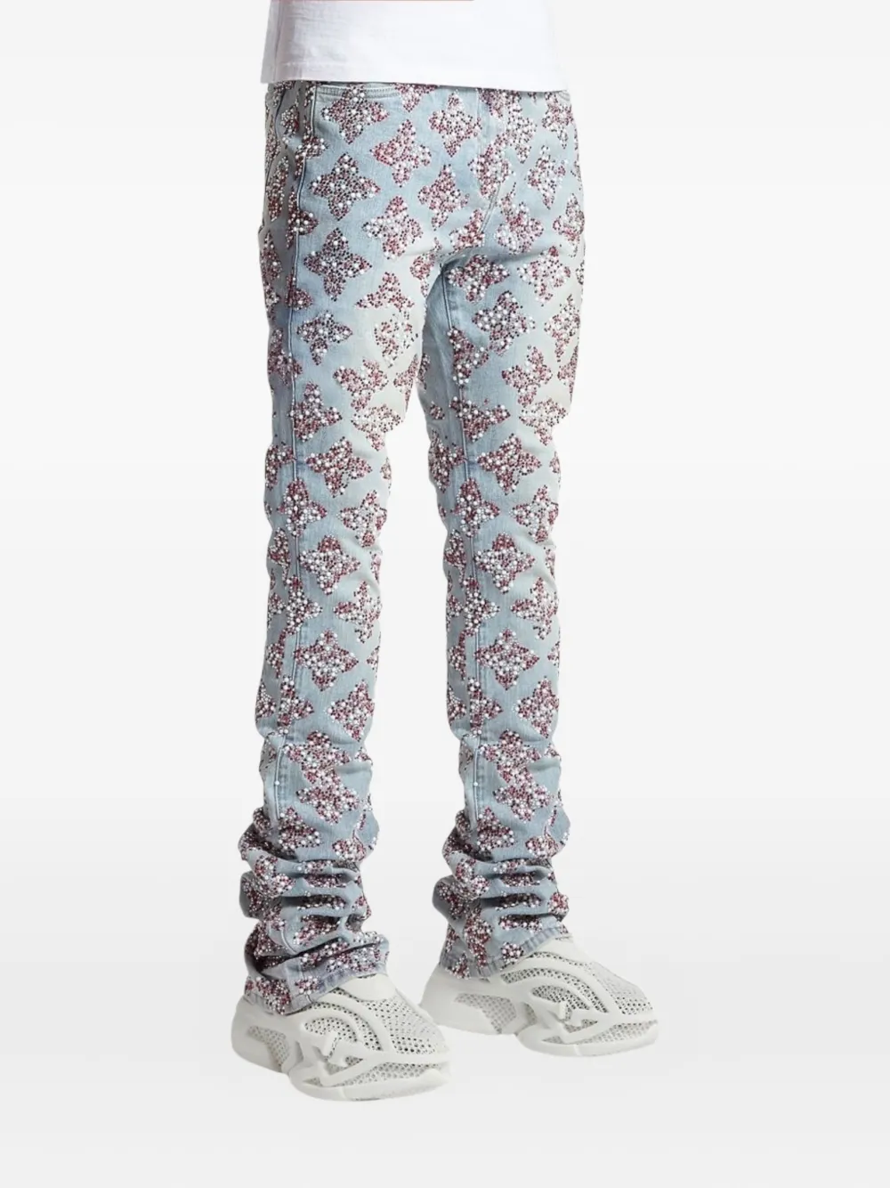 GUAPI crystal-embellished flare jeans Blauw