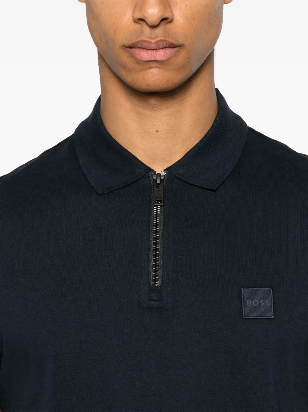 BOSS Poloshirt met rits Blauw