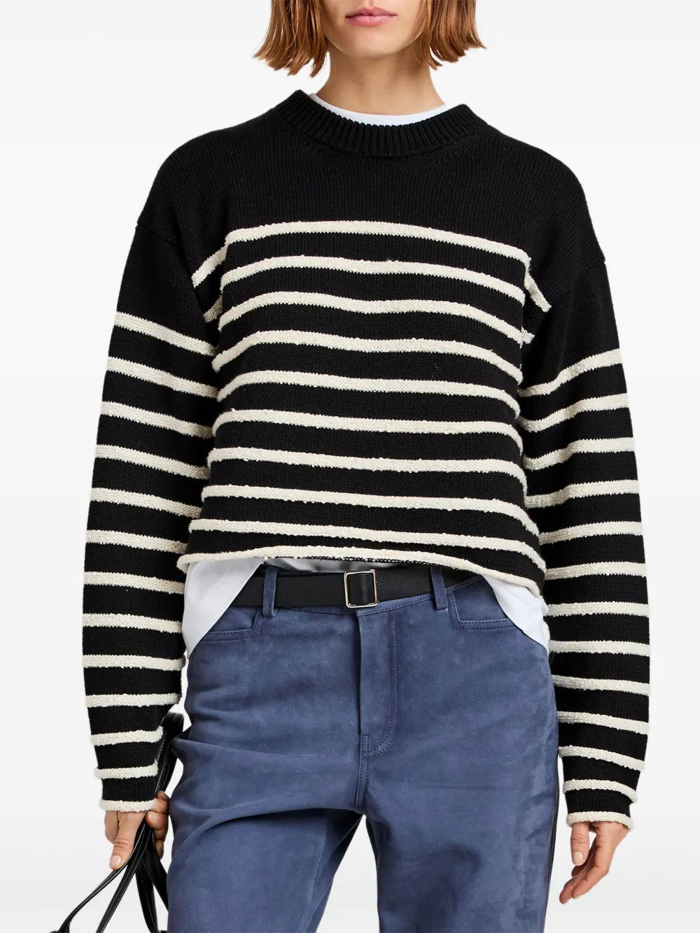 Proenza Schouler White Label Gestreepte cropped trui Zwart