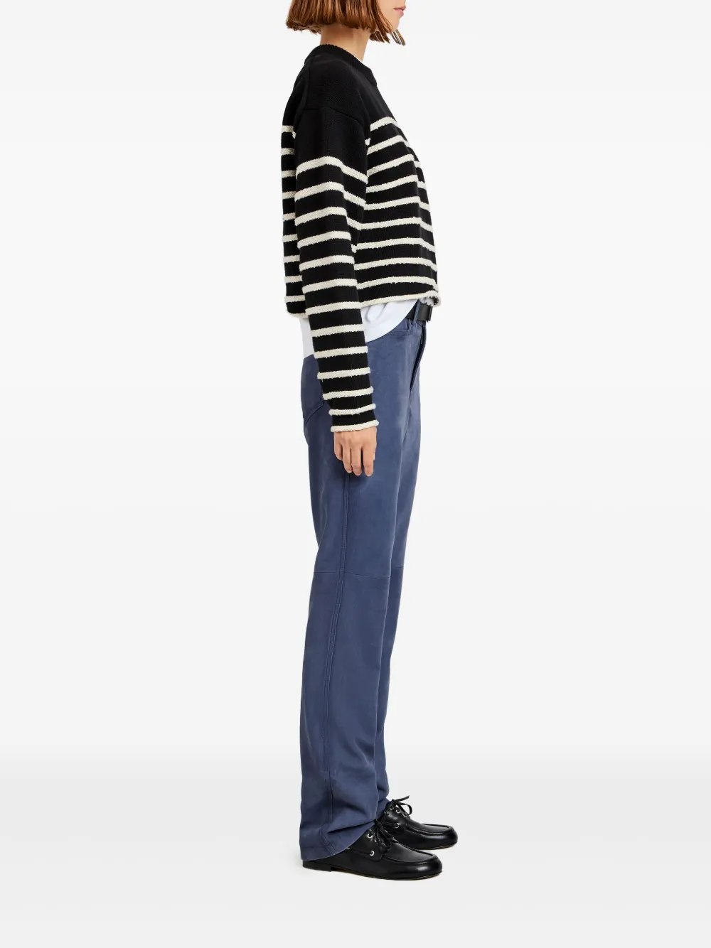 Proenza Schouler White Label Gestreepte cropped trui Zwart