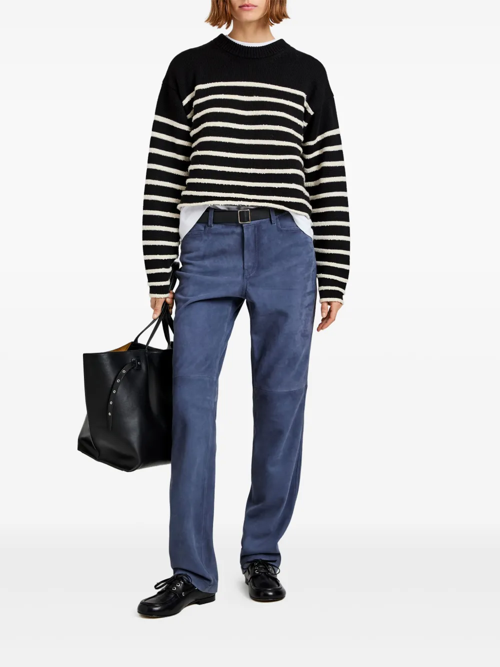 Proenza Schouler White Label Gestreepte cropped trui Zwart