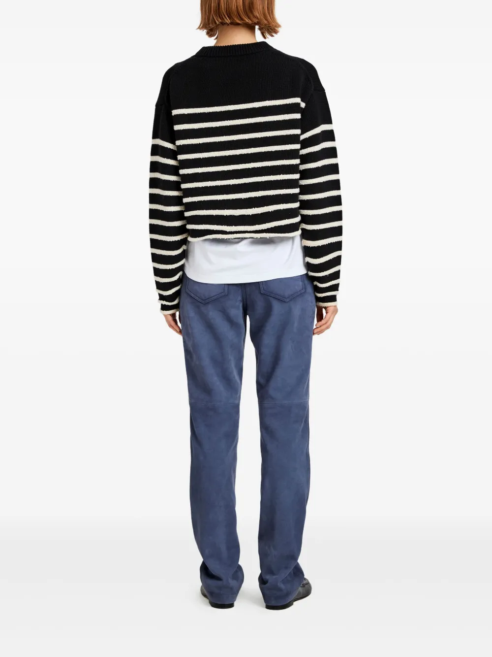 Proenza Schouler White Label Gestreepte cropped trui Zwart