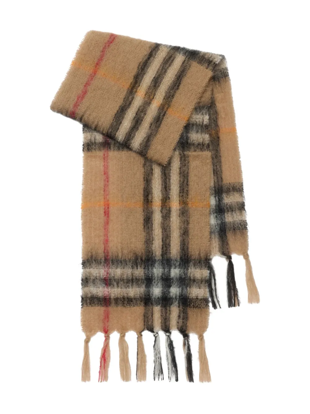 Burberry Geruite mohair sjaal Bruin