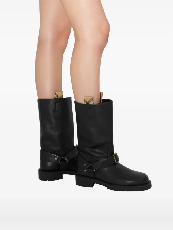 Burberry Leather Boots | Black | FARFETCH PL