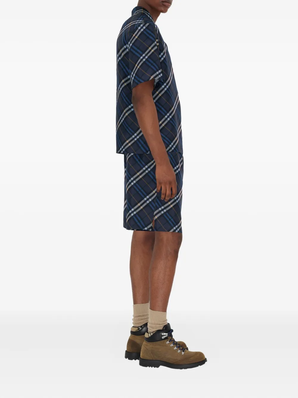Burberry checked silk shirt - Blauw
