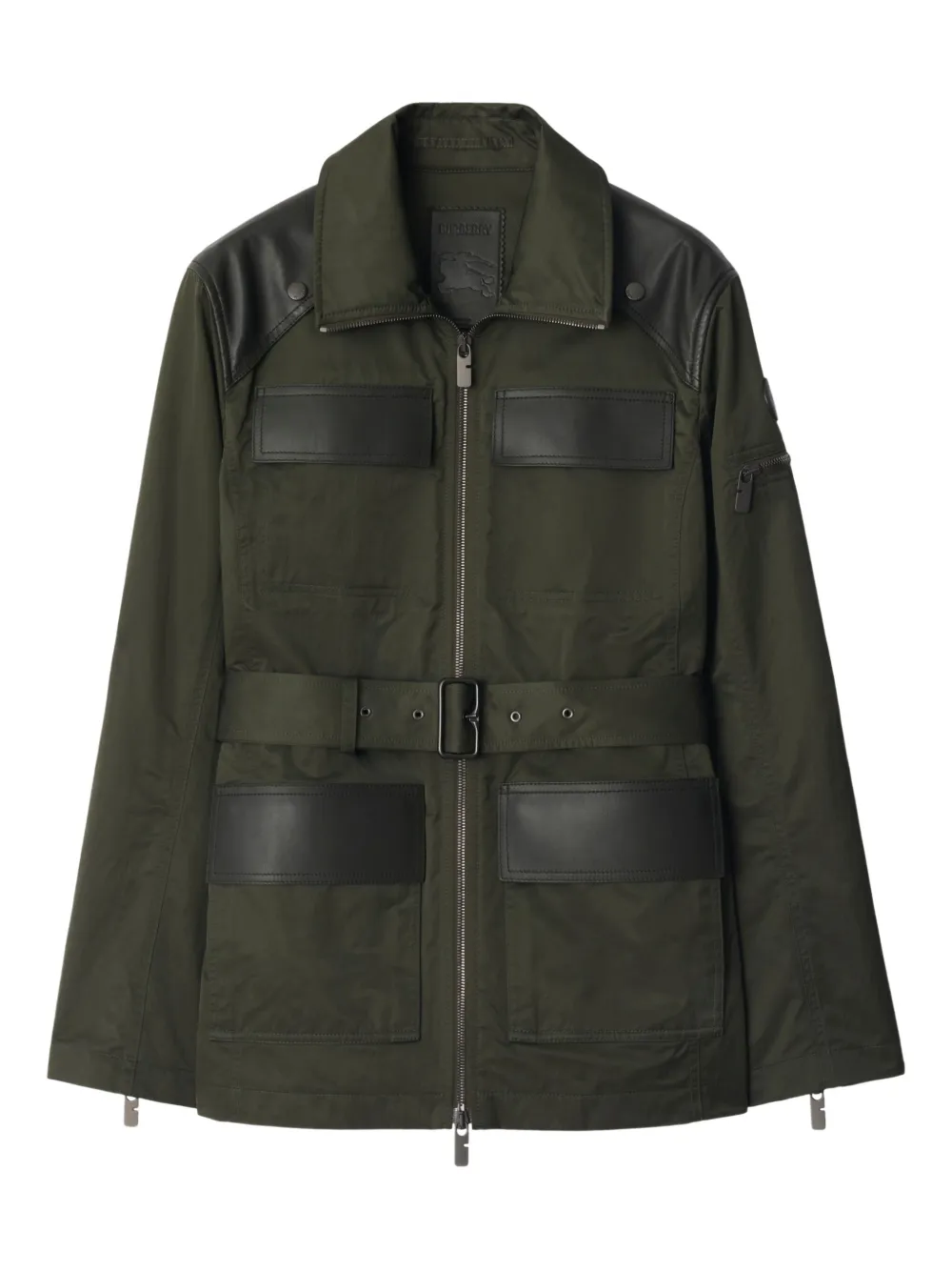 Burberry leather-trim belted jacket | Green | Image 1
