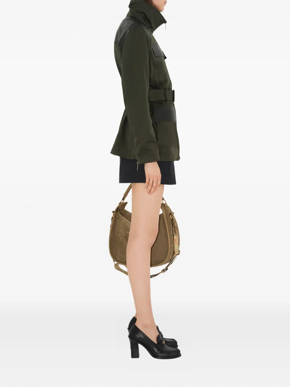 Burberry Leather Trim Nylon Blend Field Jacket In Green