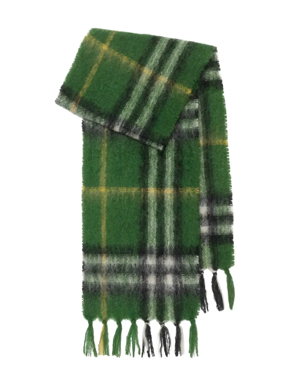 Burberry Geruite mohair sjaal Groen