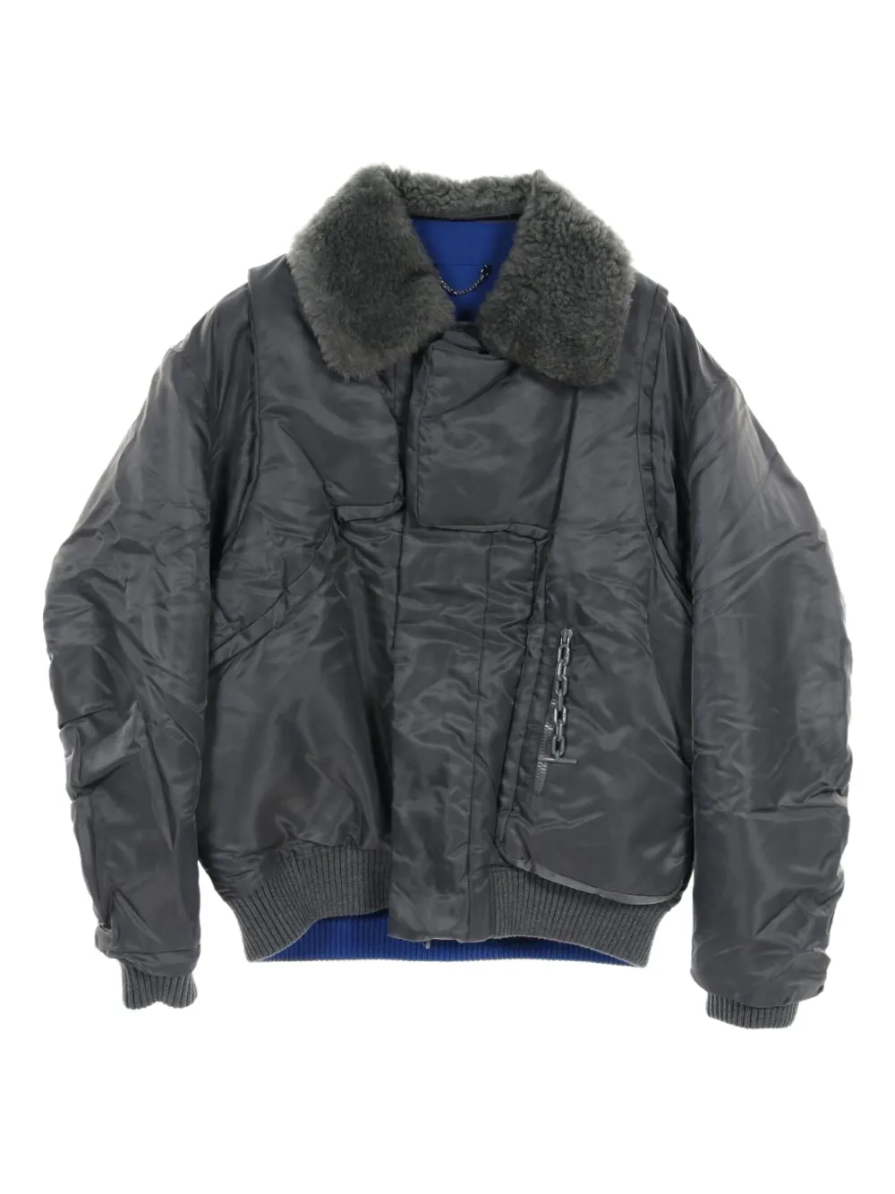 Pre-owned Louis Vuitton 2010s Shearling-collar Bomber Jacket