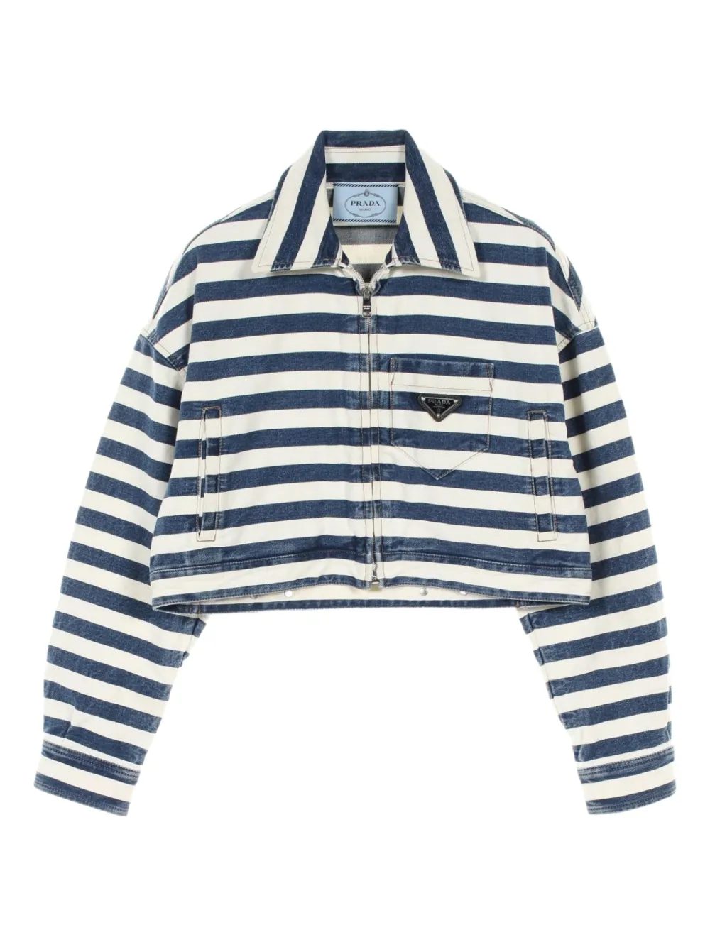 Prada Pre-Owned 2010s cotton-denim striped jacket | White | Image 1