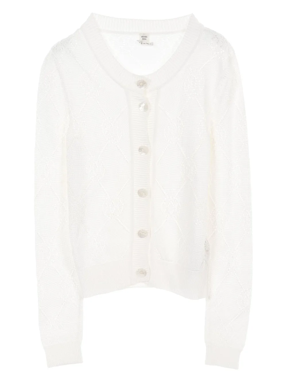 Hermès Pre-Owned 2010s pointelle-knit cardigan | White | Image 1