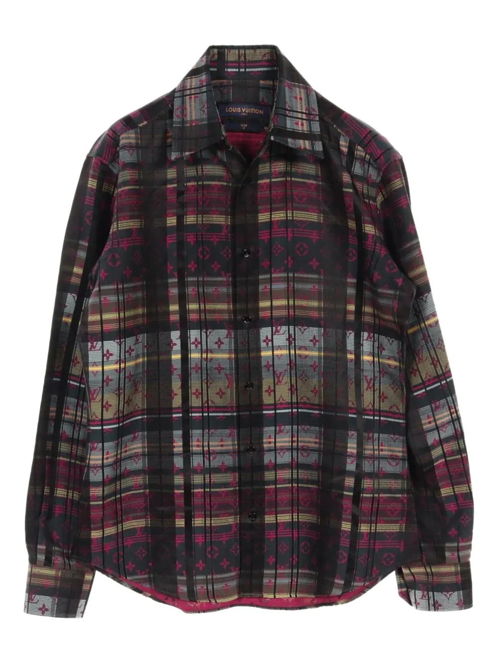 Louis Vuitton Pre-Owned 2010s Monogram check-pattern shirt | Black | Image 1