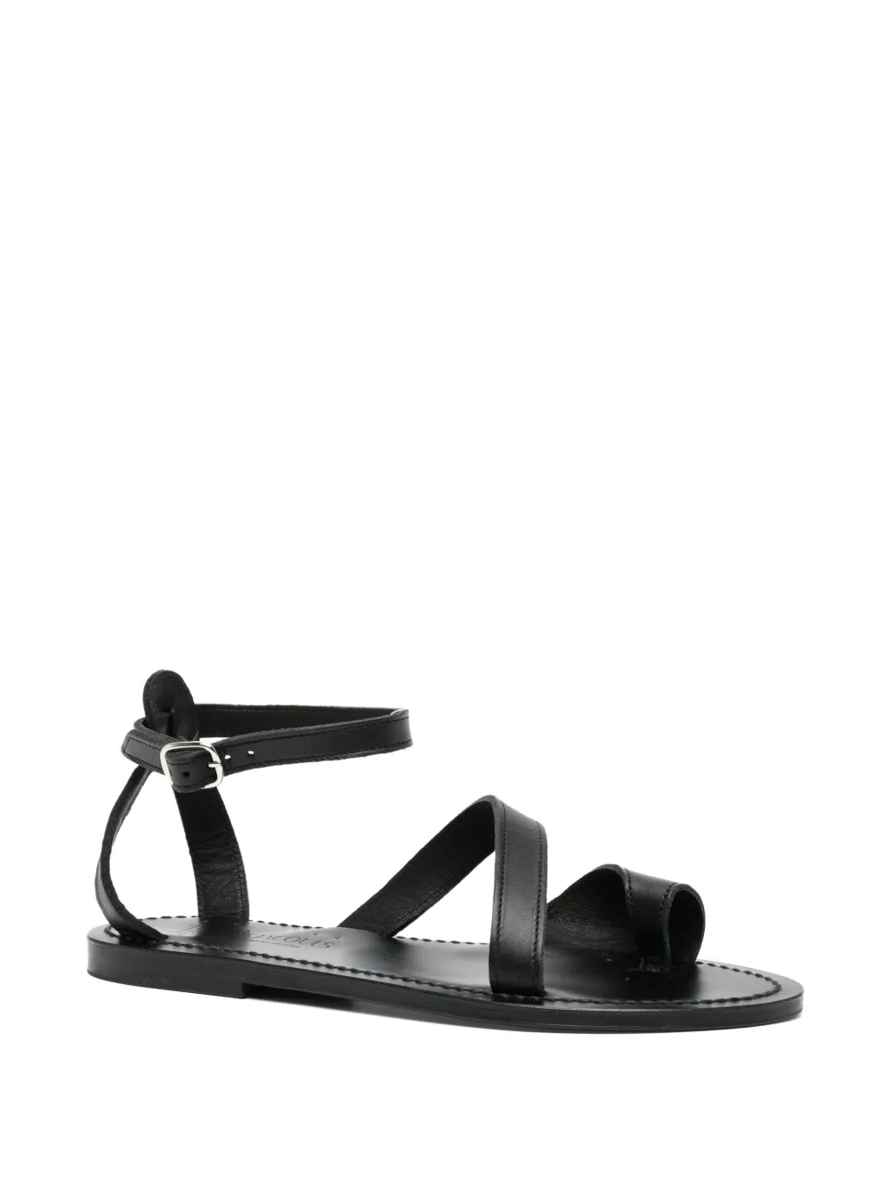 K. Jacques leather cross-strap sandals Black