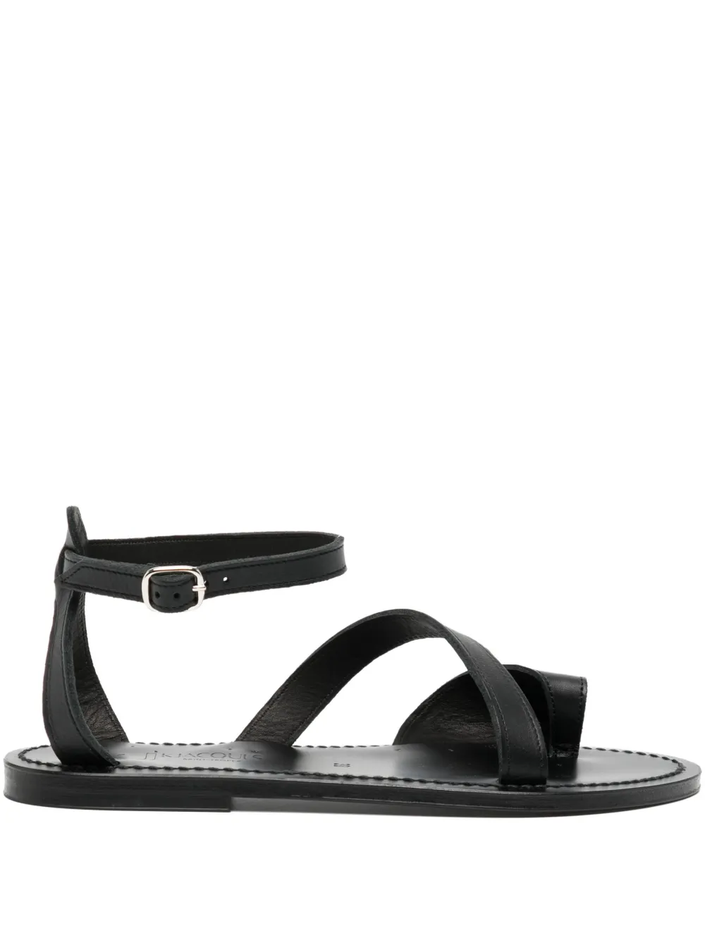K. Jacques leather cross-strap sandals Black