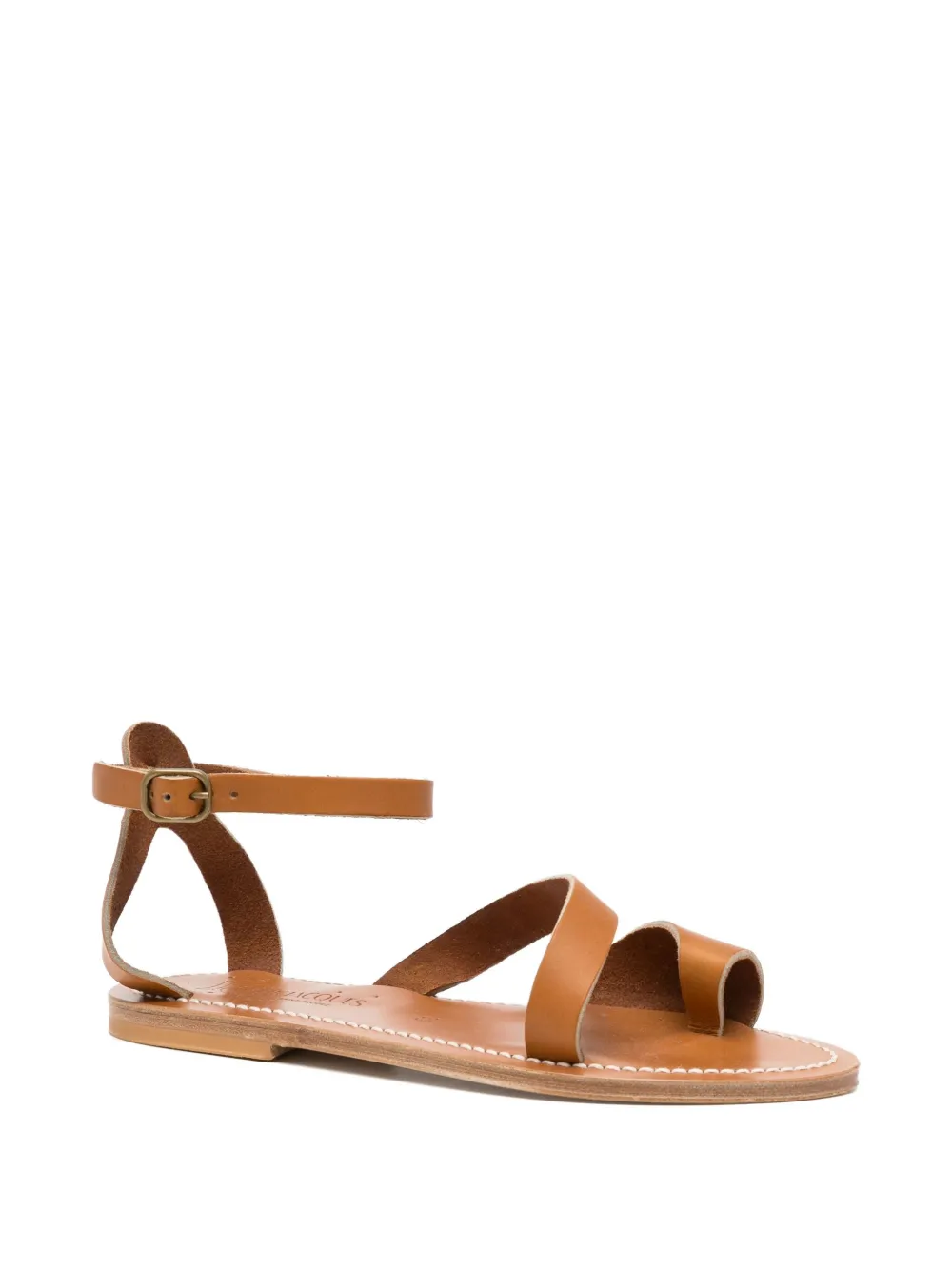 K. Jacques Leren sandalen met enkelbandje Beige