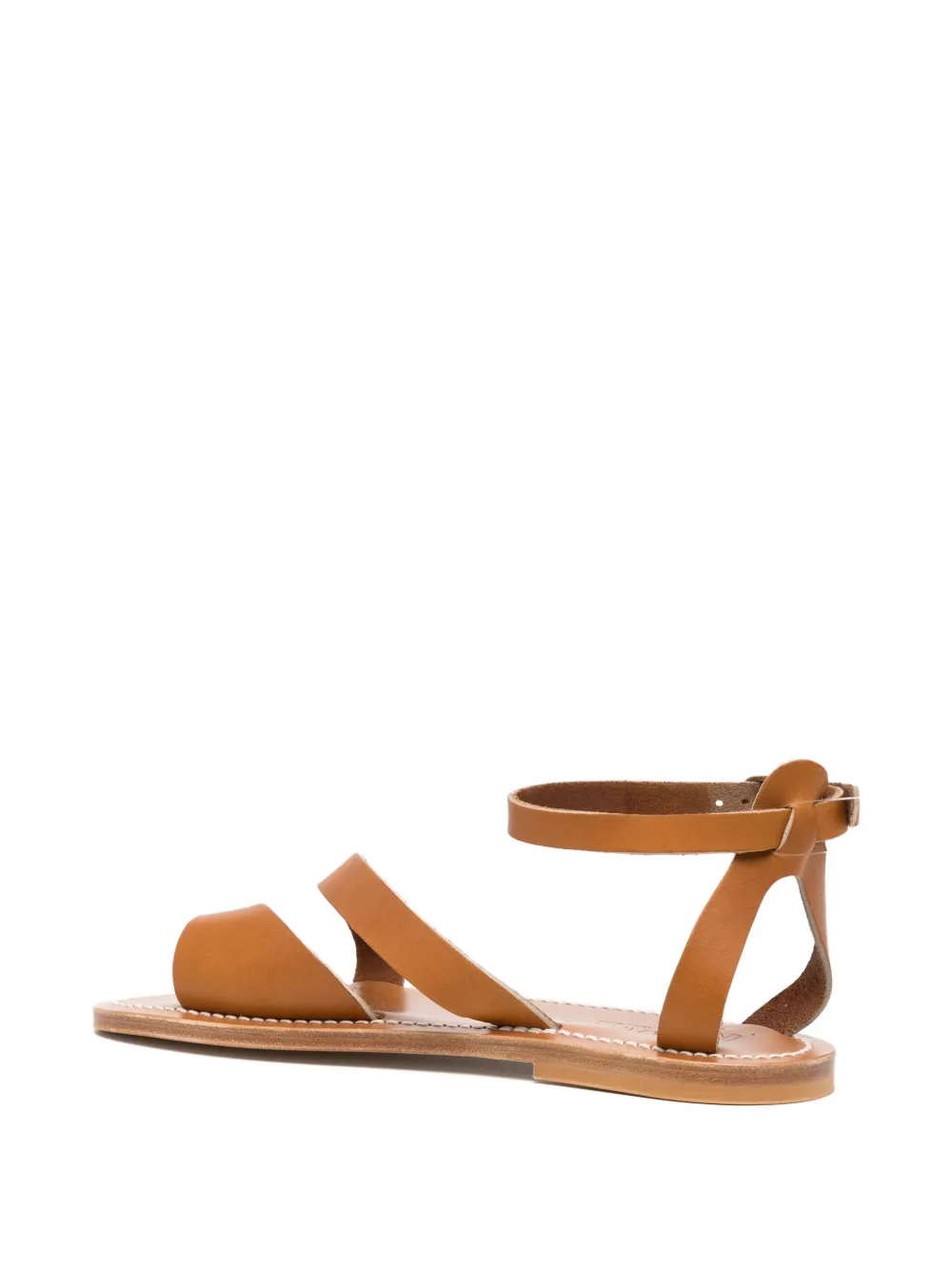 K. Jacques Leren sandalen met enkelbandje Beige