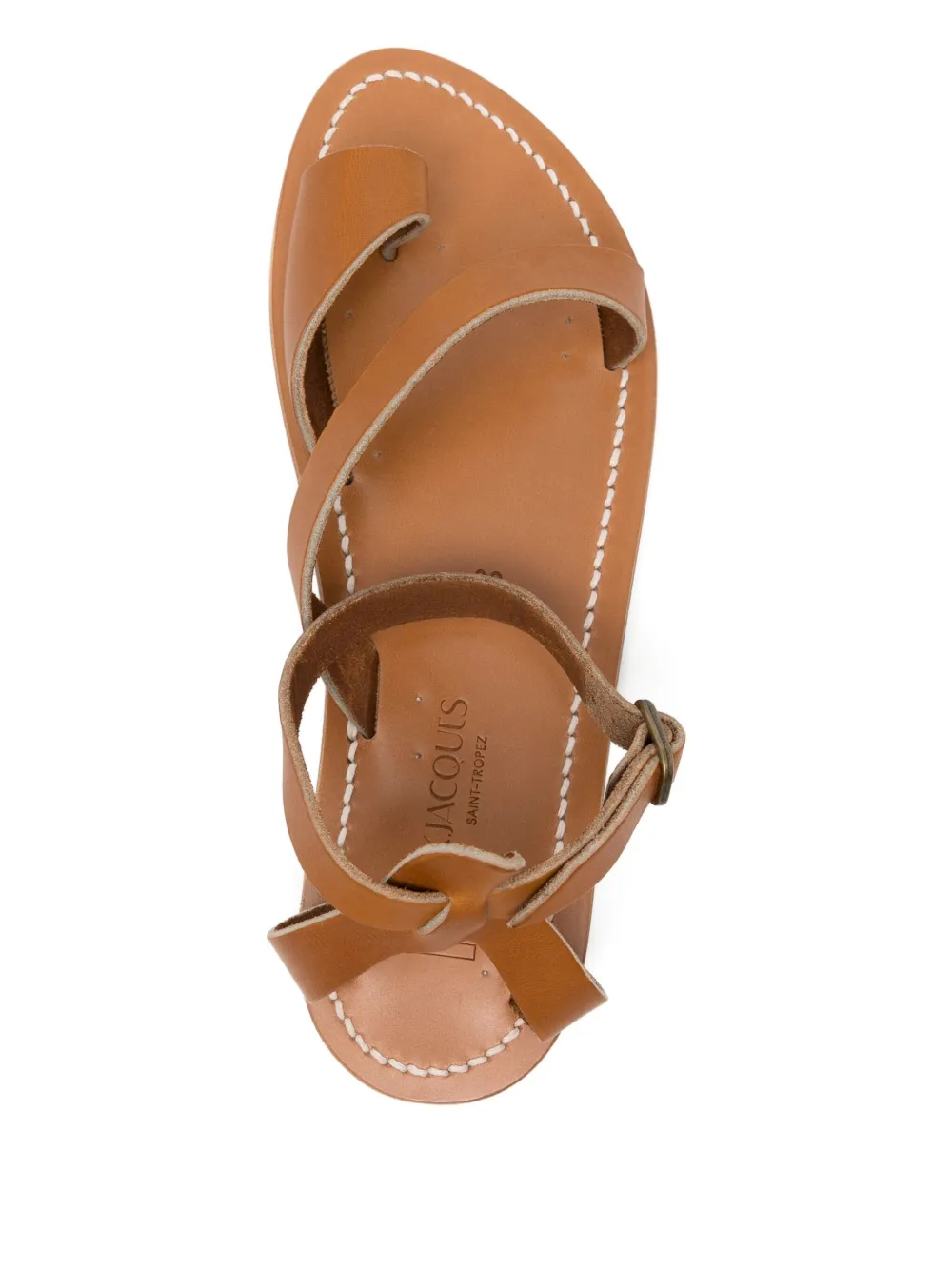 K. Jacques Leren sandalen met enkelbandje Beige