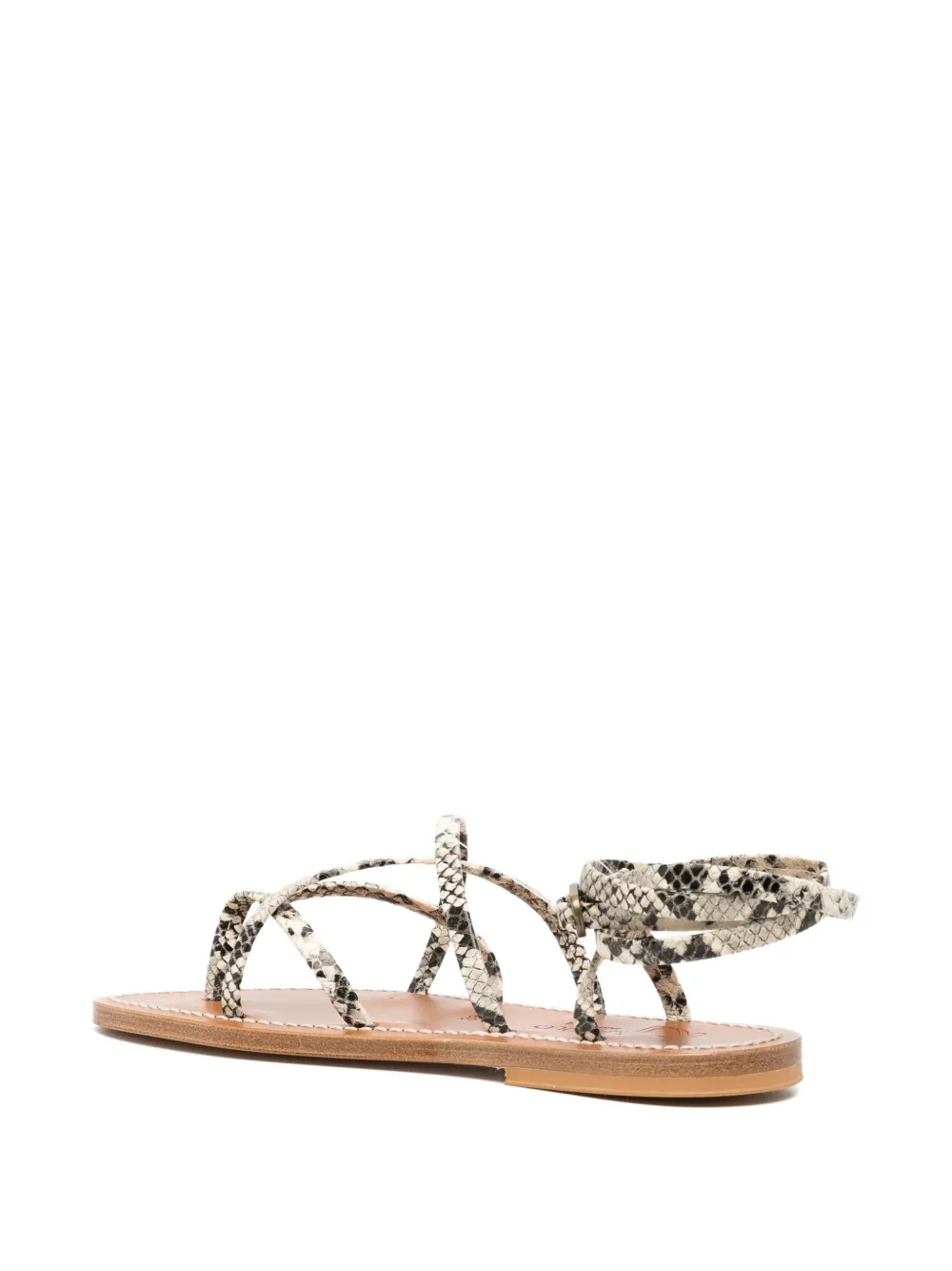 K. Jacques snakeskin leather ankle-tie sandals Neutrals