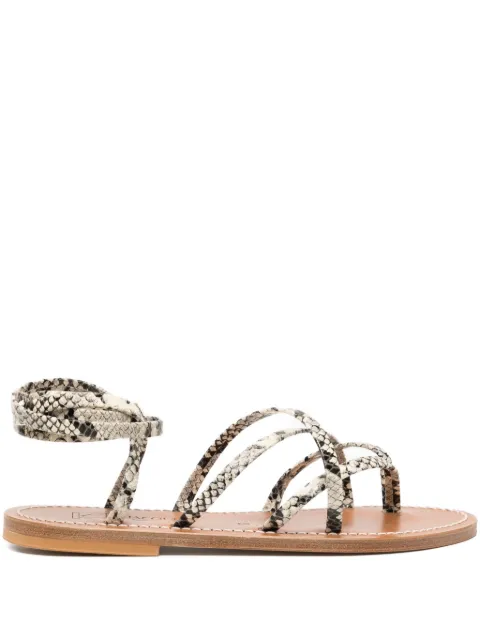 K. Jacques snakeskin leather ankle-tie sandals