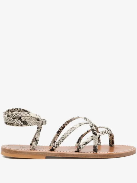 K. Jacques snakeskin leather ankle-tie sandals