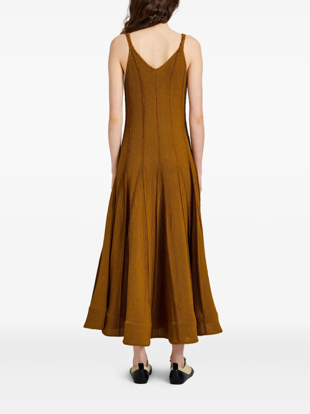 Proenza Schouler Tavia Fringe Knitted Midi Dress In Gold