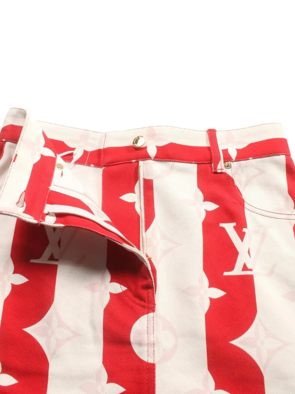 Pre-owned Louis Vuitton 2010s Monogram Flower Denim Skirt