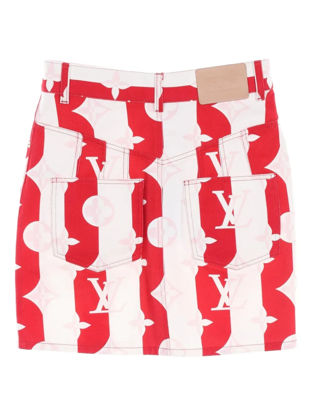 Louis Vuitton Pre-Owned 2010s denim rok met monogram en bloemen - Rood