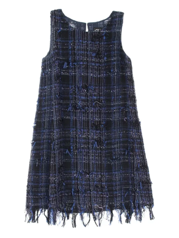 CHANEL Pre-Owned 1986-1988 Tweed Mini Dress | Blue | FARFETCH ID