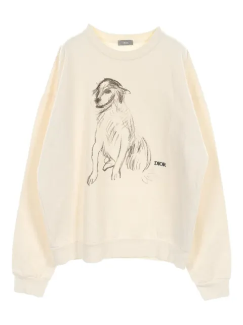 Christian Dior Pre-Owned sudadera con perro estampado 2010 en colaboración con Duncan Grant
