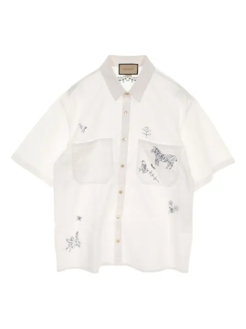 Gucci Pre-Owned camisa de mezcla de algodón con diseño bordado 2010