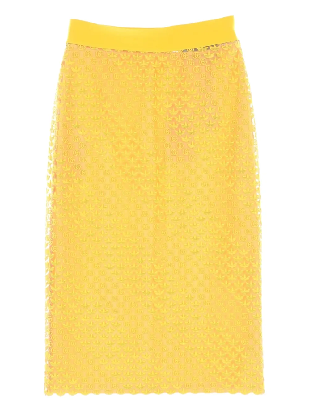 Gucci Pre-Owned falda midi de tul 2020 en colaboración con adidas | amarillo | Image 1