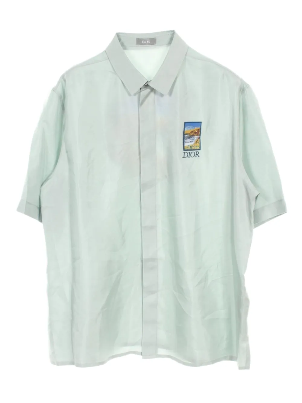 Christian Dior Pre-Owned camisa de seda en colaboración con Jack Kerouac 2010 | verde | Image 1