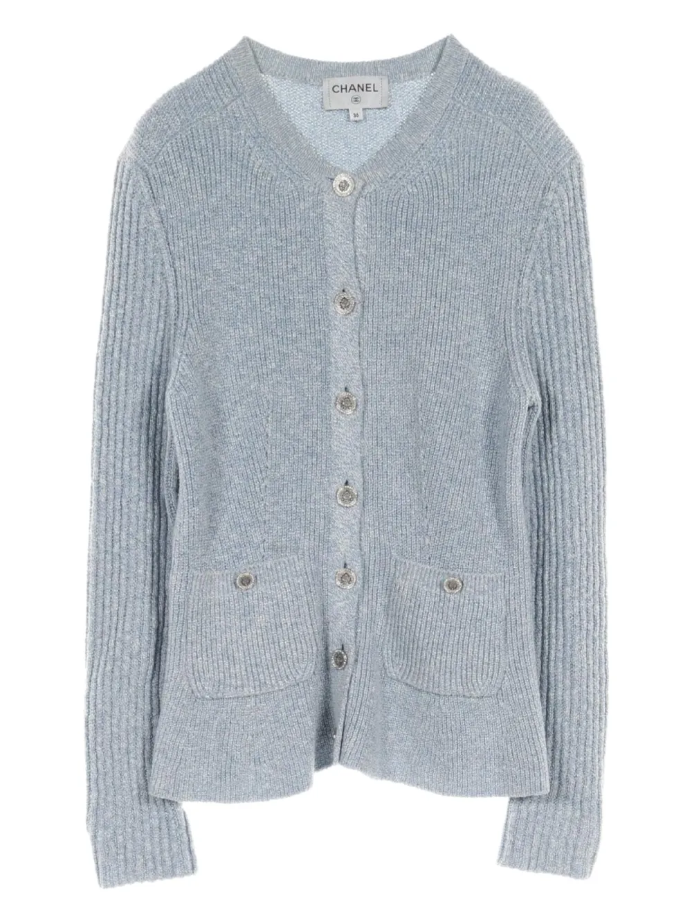 CHANEL Pre-Owned 1986-1988 silk-linen cardigan | Blue | Image 1
