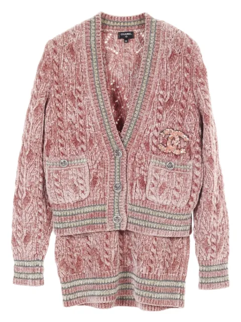 CHANEL Pre-Owned 1986-1988 cable-knitted skirt set