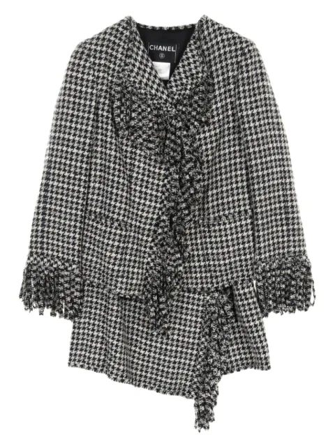 CHANEL Pre-Owned 1986-1988 houndstooth tweed jacket and skirt set