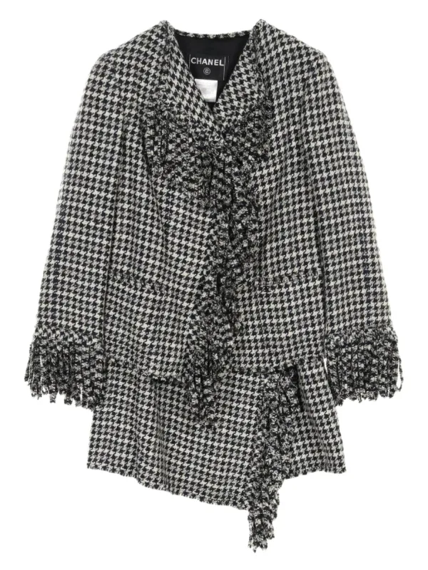 CHANEL Pre-Owned 1986-1988 Houndstooth Tweed Jacket And Skirt Set