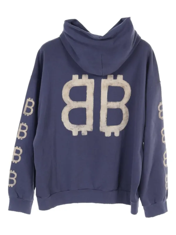 BALENCIAGA / バレンシアガ / クリプトBBプリントパーカー Balenciaga Pre-Owned 2020s Crypto BB-logo Hoodie | Blue