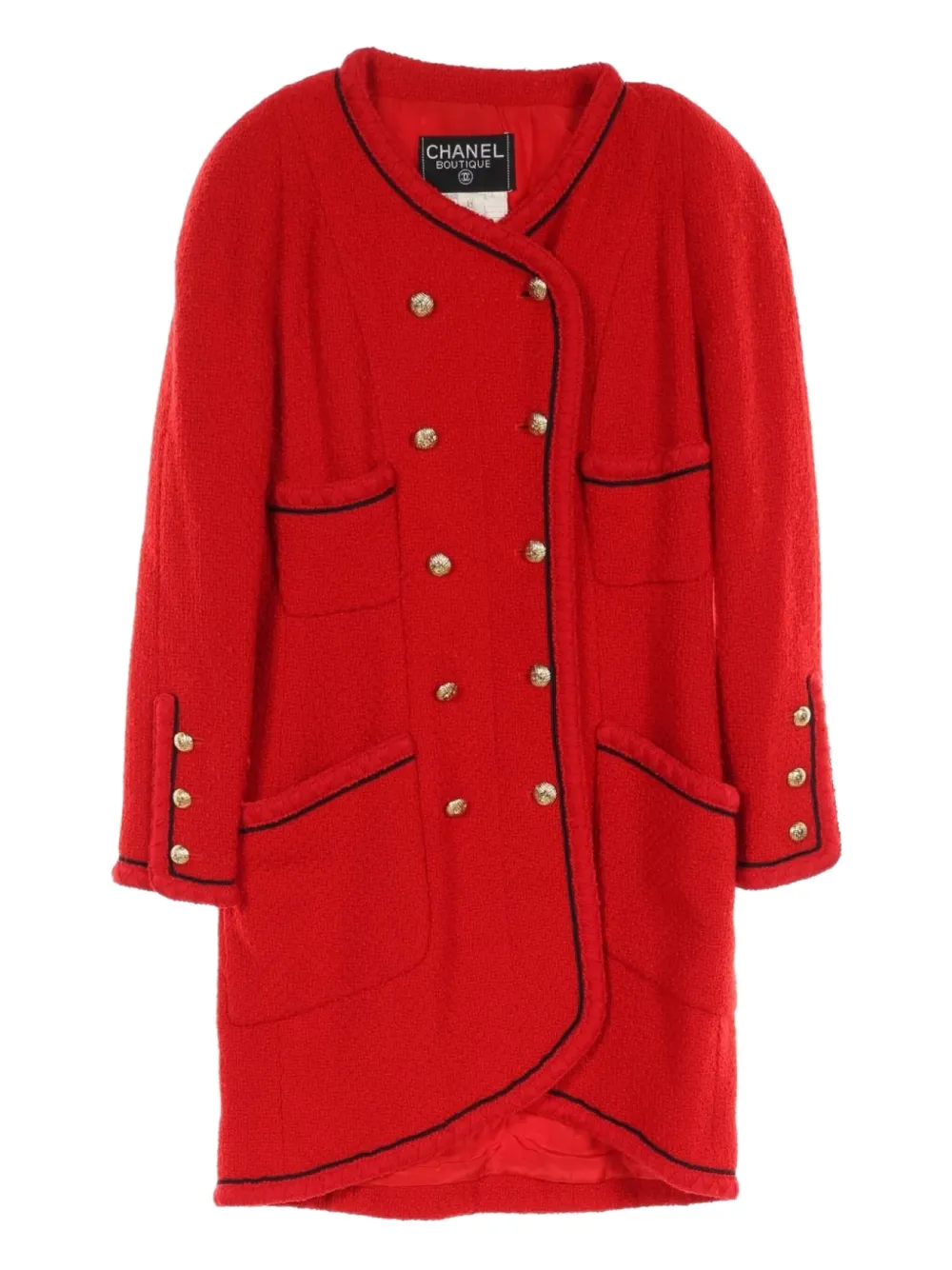 CHANEL Pre-Owned 1986-1988 collarless tweed coat | Red | Image 1