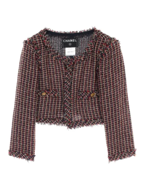CHANEL Pre-Owned chamarra de tweed con cuello redondo 1986-1988