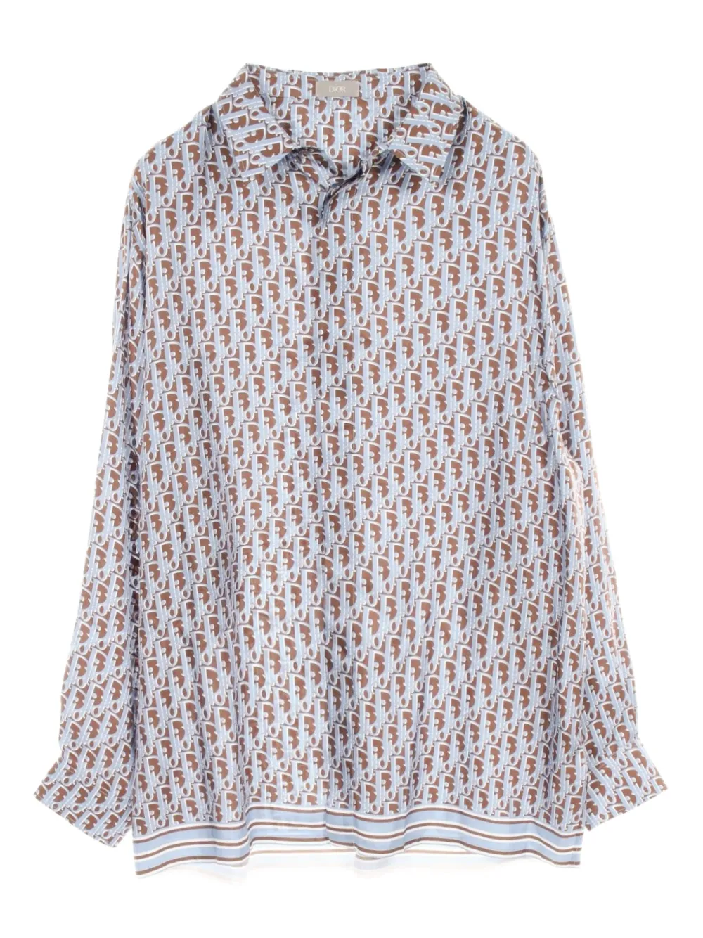 Christian Dior Pre-Owned 2010s Oblique-monogram silk shirt | Blue | Image 1