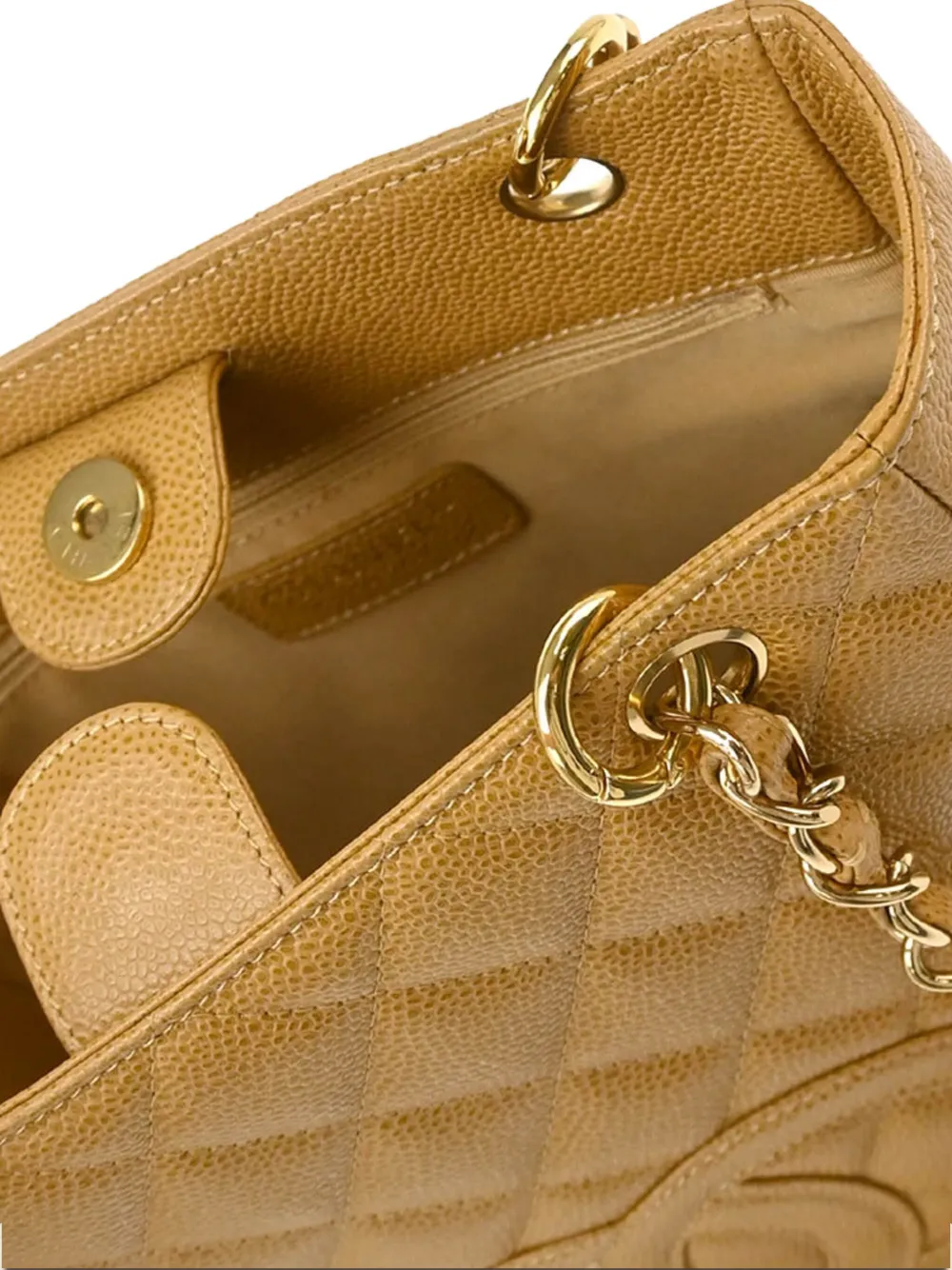 Pre-owned Chanel 2003 Petite Shopping Pst Tote Bag In Neutral